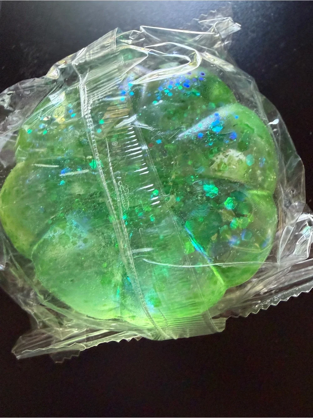 New Green Sugar Sparkle Halloween Pumpkin Jack-o-Lantern Squishy Glitter Toy 5+